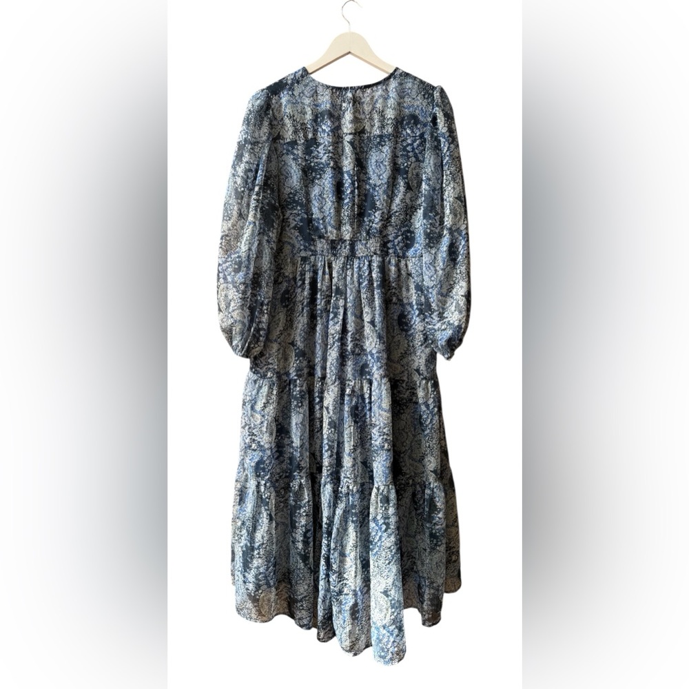 Joie Women’s Blue Tiered Printed Midi Dress Parisian Paisley NWT Size M - Picture 2 of 14